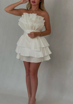 A line Strapless Tiered Short Homecoming Dress Party Gown   