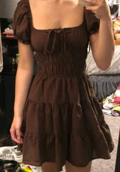 A Line Brown Birthday Outfit Short Evening Dress Short Party Dress Homecoming Dress  