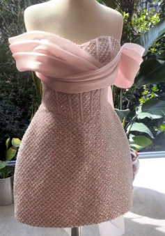 Pink Short Prom Dress Birthday Party Dress Homecoming Dress  