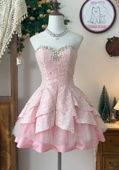 Pink Short Prom Dress Birthday Party Dress Homecoming Dress  