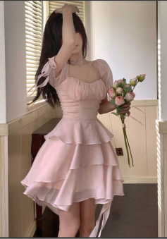 A Line Pink Short Prom Dress Birthday Party Dress Homecoming Dress  