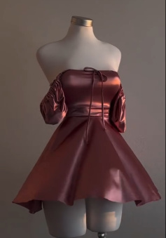 A Line Dusty Pink Simple Short Prom Dress Birthday Party Dress Homecoming Dress  