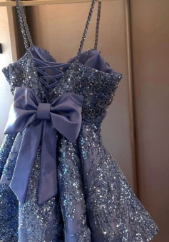 A Line Sequins Short Prom Dress Birthday Party Dress Homecoming Dress  