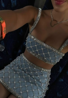 Sexy Beaded Homecoming Dresses, Two Pieces Party Dress    