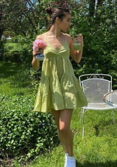 A Line Apple Green Short Prom Dress Birthday Party Dress Homecoming Dress  