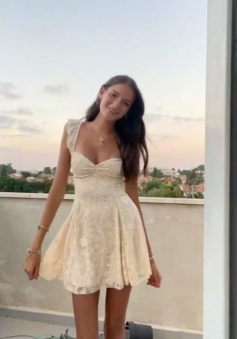 Lace Mini Dress Straps Short Homecoming Dress