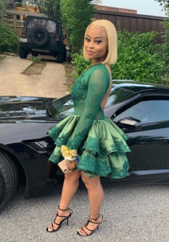 Green sexy short homecoming dress paty gowns     