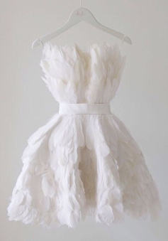 WHITE FEATHER SHORT PROM DRESS, GRADUATION HOMECOMING DRESSES   