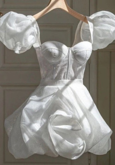 White Short Party Dress Homecoming Dress Short Wedding Dress     