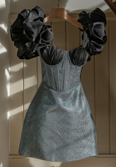 Black Short Party Dress Homecoming Dress     