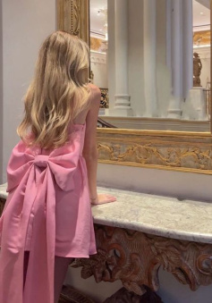 Pink Homecoming Dresses Short Cocktail Dress Party Gowns Short Prom Dress With Bowknot   