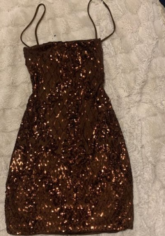 Brown sparkly dress Short Prom Dress Homecoming Dress   