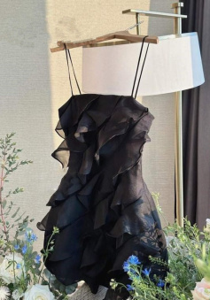 Black Spaghetti Straps Homecoming Dresses Short Prom Dresses    