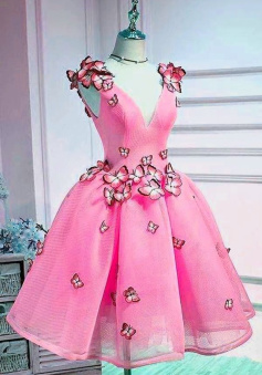 Pink Homecoming Dress Short Party Gown  