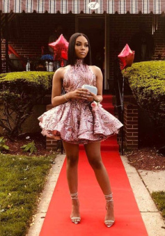 Cute 16th birthday outfit black girl homecoming dresses short hoco dress   