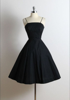 Mini A Line Black Spaghetti Straps Short Prom Dresses, Homecoming Dress  