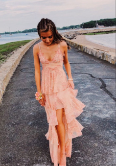 Blush Pink Prom Dresses Long Evening Party Gown       