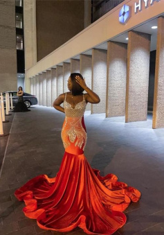Stunning and Elegant Princess Party Wear Gown Orange Prom Dresses    