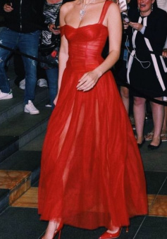 A-line Cowl Red Formal Dress Red prom dress  