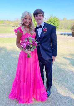Elegant Hot Pink Long Prom Dresses    