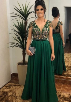 Green Long Prom Dress, Evening Dress     
