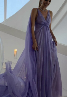 Lilac Long Prom Dresses Party Evening Gowns    
