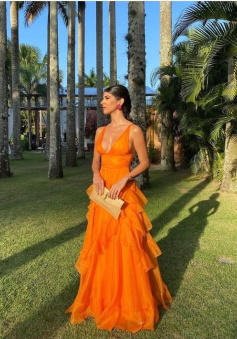 Orange long prom dresses, evening dresses,party dresses, formal dress     