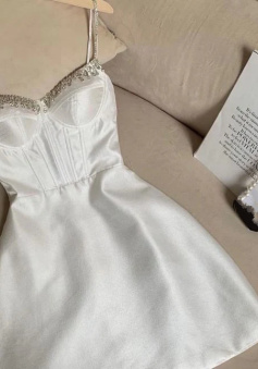 White Short Homecoming Dress Party Dresses     