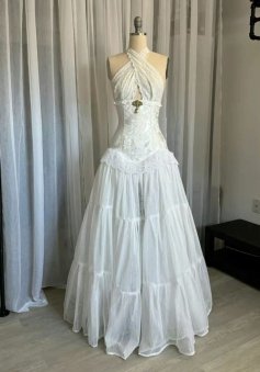 Halter Lace A Line Occasion Dress Formal Party Dress     