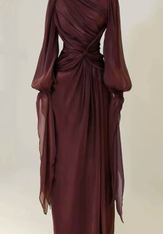 Burgundy Evening Dresses A Line Long Prom Gowns   