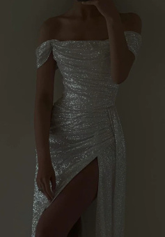 Mermaid Sweep Train Split Front Sequins Luxury Evening Dress    