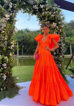 Orange Prom Dress Women Sexy Dresses Elegant Party Dress    