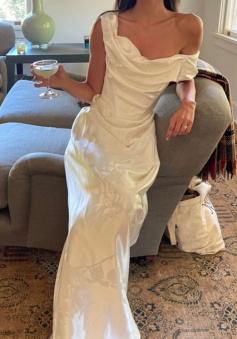 Long prom dress,  evening dress,simple wedding gown     