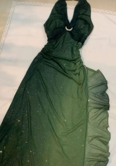 Sexy Halter Ombre Green Chiffon Backless Long Prom Dress Evening Dress      