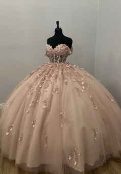 Unique Sleeveless Light Pink Ball Gown Prom Evening Formal Dress       