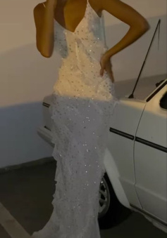 Modest V Neckline White Long Prom Dresses Evening Gown    