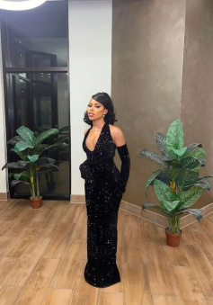 Black mermaid long prom dress, fashion evening dress     