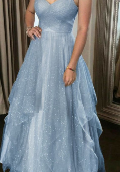 Blue Prom Dress Evening Dress Long Prom Gown       