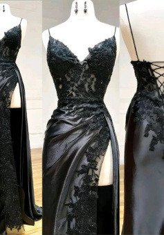 Black dress prom dresses, long evening dresses,party dresses, formal dress     