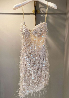 Sequin prom dresses, sheath short prom dresses   