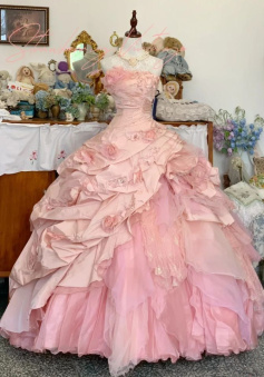 Pink A Line Princess Quinceanera Dress Ball Gown Sweet 16 Dresses  