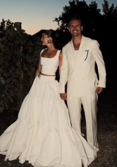 White Two Piece Long Fashion Wedding Dress   