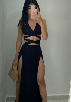 long A line prom dress evening dress   