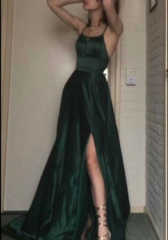 A line Dark Green Long Prom Dress,  Evening Dress       