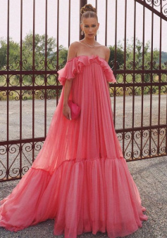 Pink long formal prom dress, long evening party Gown    