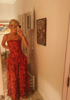 Popular Spaghetti Straps Floor Length Prom Dress New Fashion Tiered Evening Dress    