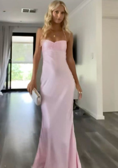 Simple Long Prom Dresses, Pink Evening Party Dresses    