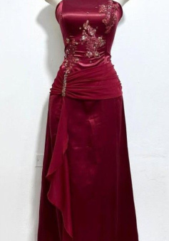 Burgundy Prom Party Dress Long Formal Evening Dress   