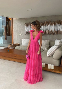 Pink Backless Prom Dress,  Evening Dress     