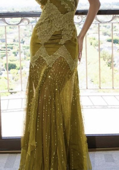 Elegant Green Straps Sleeveless Mermaid Prom Dresses     